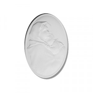  Placca Ovale Madonna - gesso ceramico bianco - cm  9 x 6 